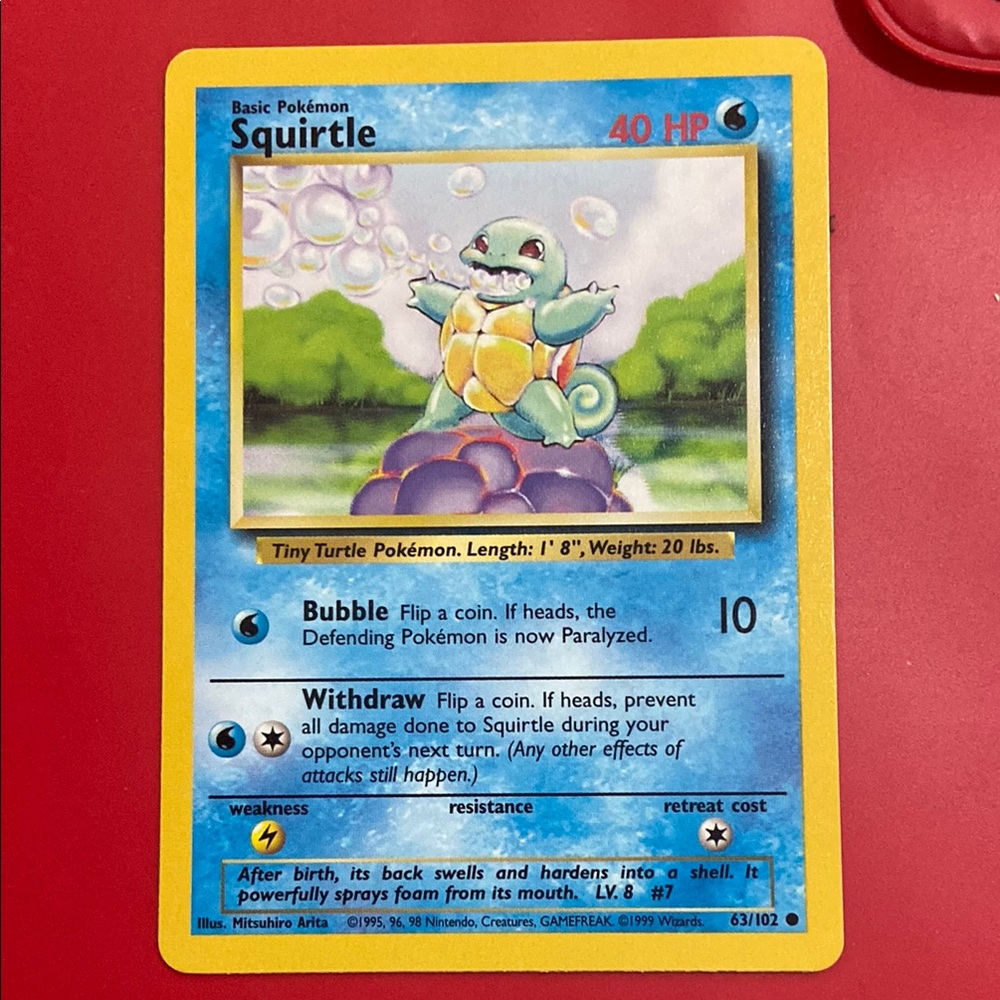 Squirtle - 63/102 - Pokemon Base Set Unlimited Card WOTC Vintage